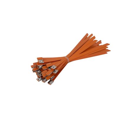 SS304 Black Coated Stainless Steel Cable Tie 7.87 Inch 0.4mm Thickness
