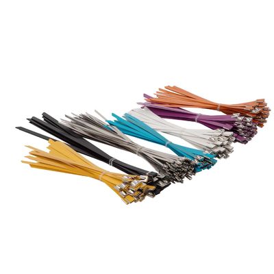 SS304 Black Coated Stainless Steel Cable Tie 7.87 Inch 0.4mm Thickness