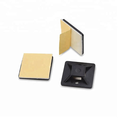 Black PE Cable Tie Accessories 28 x 28mm Adhesive Zip Tie Holders ROHS Approved